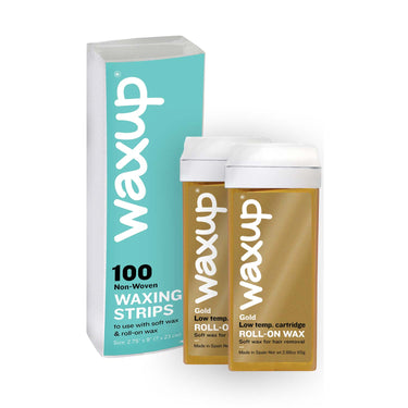 Waxup Gold Roller Refill 2 Pack and 100 strips - thatswaxup - - Roller Waxing Kit - waxup hair removal wax body waxing kit women and men professional waxing supplies